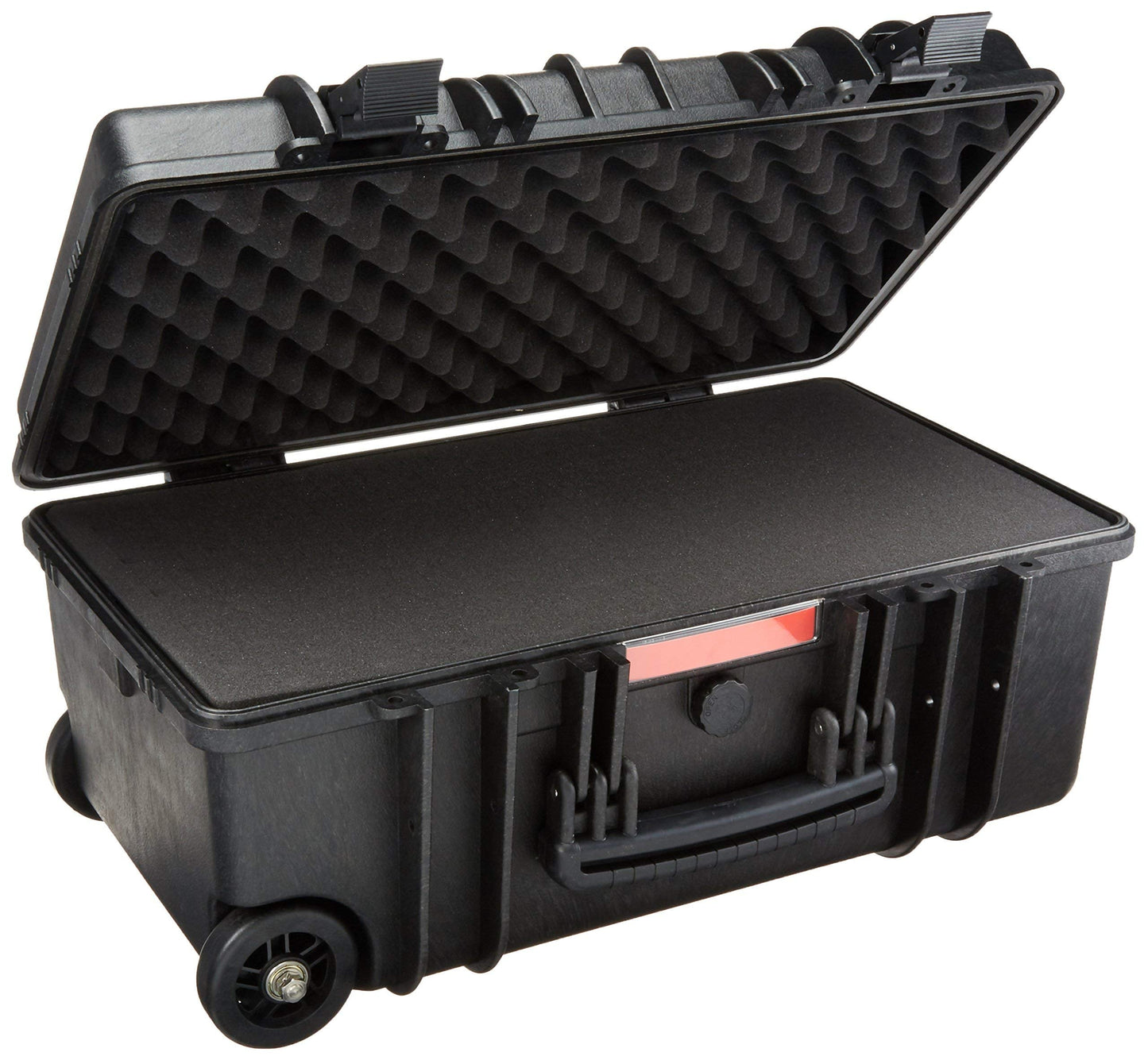 Amazon Basics Hard Protective Camera Case with Wheels, Large, Black, 22"L x 14"W x 9.8"H