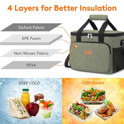 Lifewit Medium Lunch Bag, Insulated Lunch Box, Soft Cooler Cooling Tote for Adult Men Women, Dark Green 12-Can (9L)