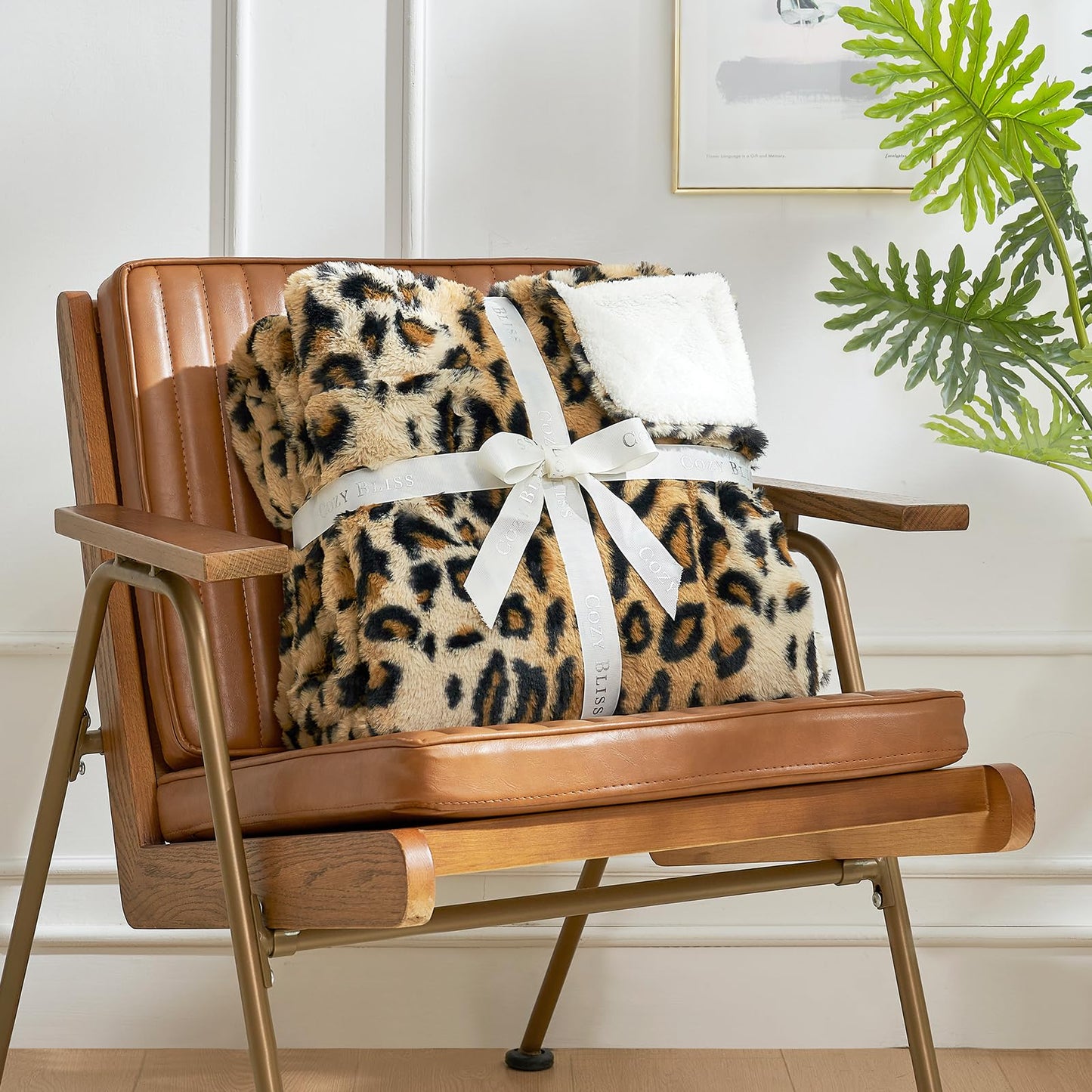 Cozy Bliss Faux Fur Throw and Leopard Print Faux Fur Throw Blanket