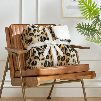 Cozy Bliss Faux Fur Throw and Leopard Print Faux Fur Throw Blanket
