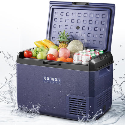 BODEGACOOLER 12 Volt Car Refrigerator, 53QT(50L) IPX4 Waterproof Electric Cooler, 31dB Ultra-Quiet Car Fridge APP Control with 12/24V DC 110-240V AC, -4℉~68℉, Portable for Truck RV Camping, Travel