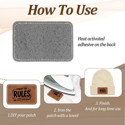100 Pack Blank Leatherette Hat Patch with Adhesive, Rectangle Laserable Leatherette Patch, Faux Leather Patches for Hats Custom Fabric Repair Sew Laser Supplies (Chestnut, 2 x 3 Inches)
