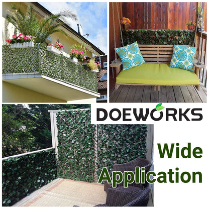 DOEWORKS Expandable Fence Privacy Screen for Balcony Patio Outdoor, Faux Ivy Fencing Panel for Backdrop Garden Backyard Home Decorations - 4PACK