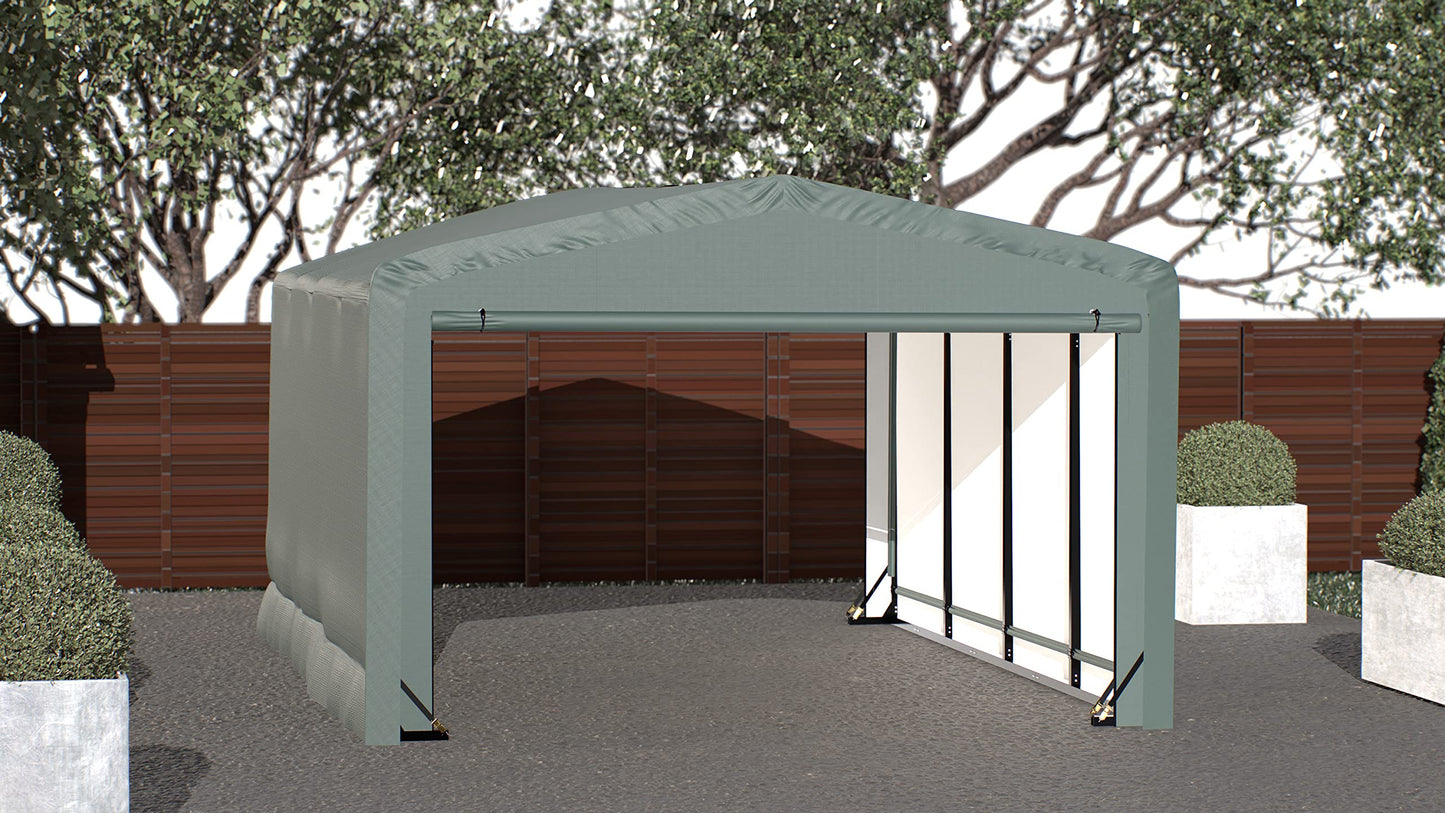 ShelterLogic ShelterTube Garage & Storage Shelter, 12' x 18' x 8' Heavy-Duty Steel Frame Wind and Snow-Load Rated Enclosure, Green