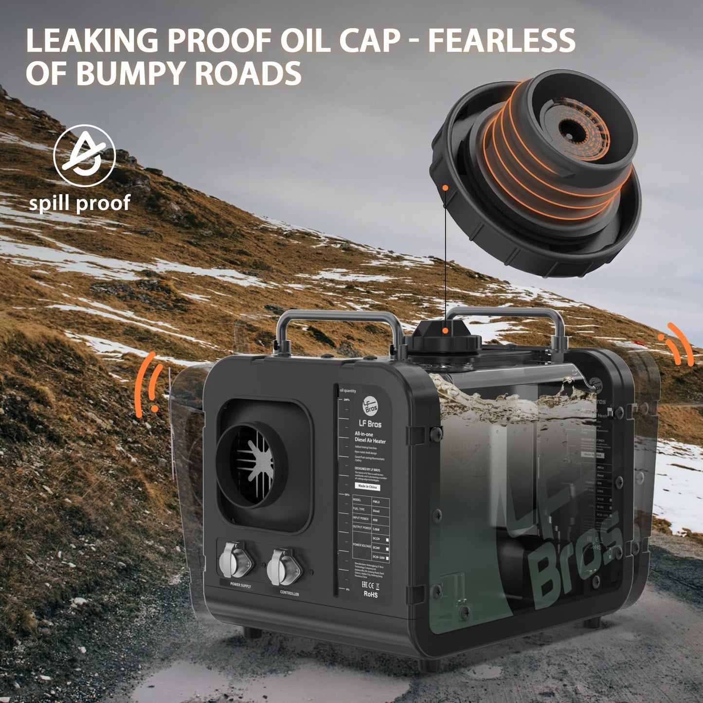 LF Bros 110V/12V 5KW All-in-1 Diesel Heater, 5L Air Diesel Parking Space Heater with Plateau Mode, Come with Remote, T4 LCD Controller and Timer, Suitable for Home Shop Garage Camper