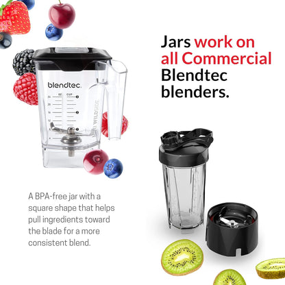 Blendtec Mini WildSide (46 oz), Five Sided, Personalized Blender Jar Vented Latching Lid, BPA-free, Clear