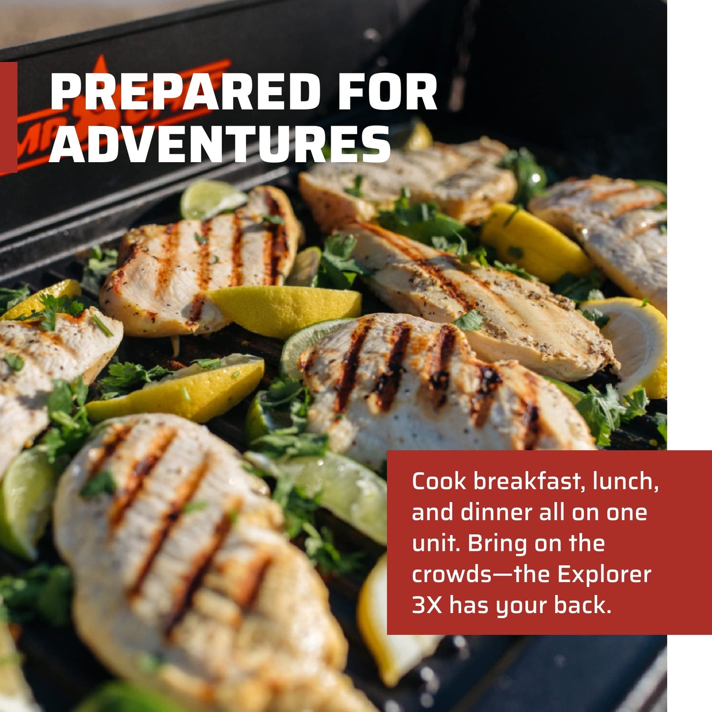Camp Chef Explorer 3X Three-Burner Stove, Cooking Surface 14 in. x 49 in.