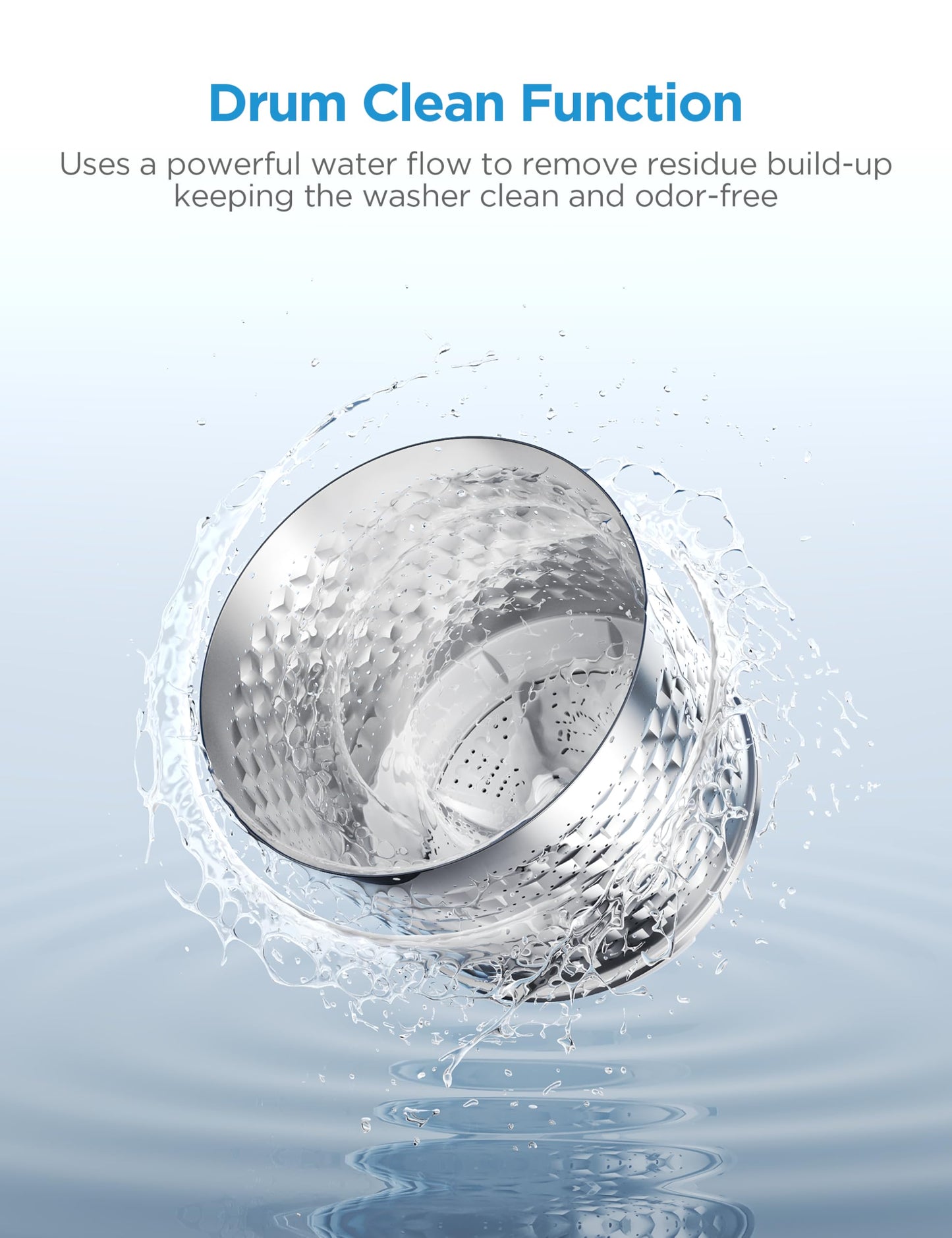 Midea Portable Washing Machine, 0.9 cu. ft with 6 Cycles, Drum Clean, Quick, Stainless Steel Tub, Transparent Lid, LED Display Washing Machine, White