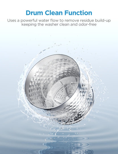 Midea Portable Washing Machine, 0.9 cu. ft with 6 Cycles, Drum Clean, Quick, Stainless Steel Tub, Transparent Lid, LED Display Washing Machine, White