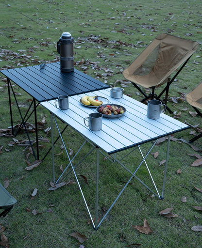 iClimb 1 Light Folding Table and 2 Heavy Duty Compact Folding Chair Bundle for Adults Outdoor Camping Glamping Beach Concert