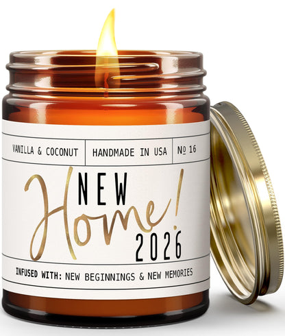 House Warming Gifts New Home, Housewarming Gifts New Home '2026' Soy Candle, w/Vanilla, Coconut & Vetiver I for New House, New House Gift I 9oz Jar, 50Hr Burn, Made in USA