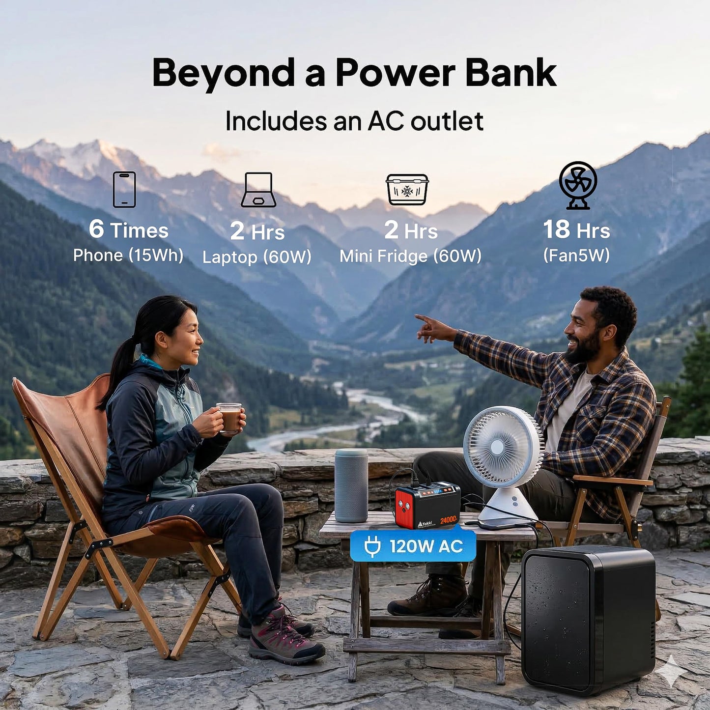 Takki 88.8Wh Portable Power Station Peak 120W Lithium Battery Small Generator Power Bank with 110V AC Outlet Battery Backup for Camping Home Use Emergency(Solar Panel Optional)