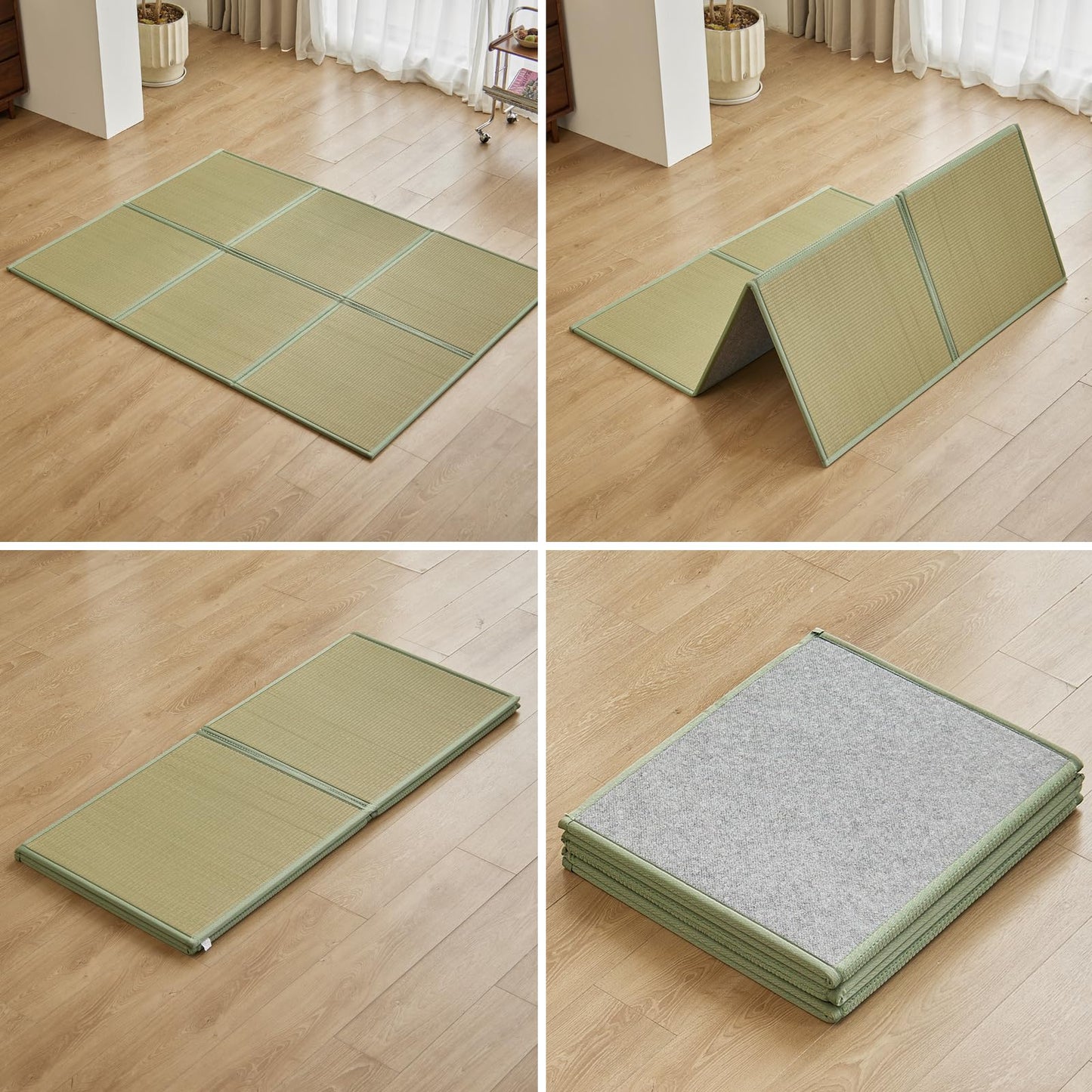 KITBRHOME Japanese Tatami Mat,(Queen, 79" x 59" x 0.5") 100% Rush Grass Portable Folding Mat Futon Mattress Firm Traditional Floor Bed (Queen)