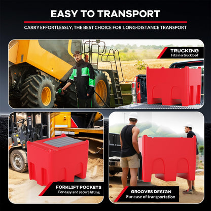116 Gallon Portable Fuel Tank with 12V Electric Pump, 10 GPM Diesel & Gasoline Transfer Tank with 13.1 ft Hose & Auto Shut-Off Nozzle, Heavy-Duty Fuel Storage for Truck, Farm, Generator & Equipment