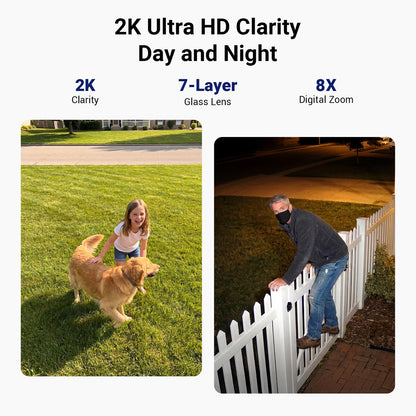 ANSQUE Security Cameras Wireless Outdoor Home System, 6 Camera Kit, No Subscription Fees, Solar Powered, Local Storage, 365-Day Battery Life, 360°PTZ Surveillance, Auto Tracking, 2K Color Night Vision