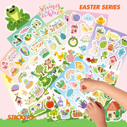 24 Sheets Spring Stickers for Kids, 366 PCS Spring Flowers Stickers for Cards Envelopes Butterfly Bug Animal Nature Sticker School Classroom Teachers Rewards Party Favors