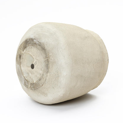 LuxenHome 12" Dia Cement Round Plant Pot, Beige Large Flower Pot with Drainage Hole, Rustic Decorative Planter Pots Indoor Outdoor for Home Garden Patio