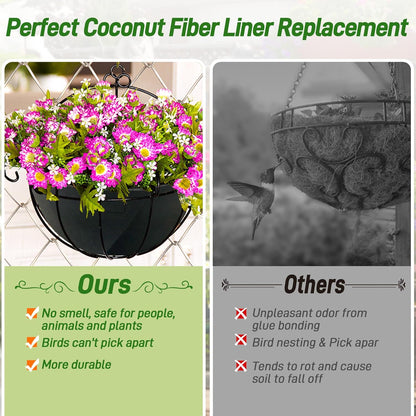 Skiennix 12-Inch Fabric Planter Basket Liners - Eco-Friendly Felt Replacement for Hanging Baskets