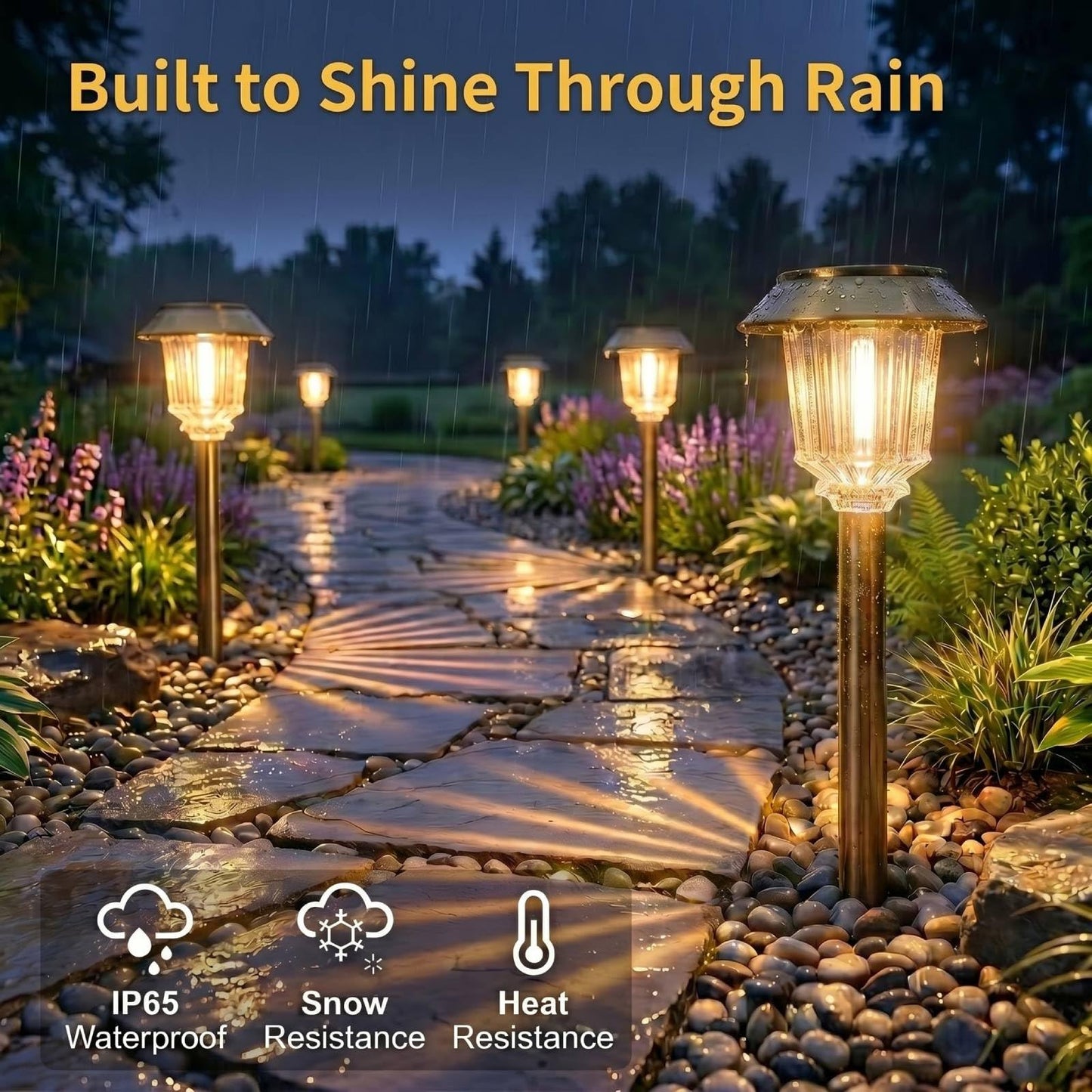 XMCOSY+ Solar Pathway Lights Waterproof - 6 Pack Solar Lights Outdoor, 10-40 LM Dimmable Outdoor Solar Light for Yard Pathway Garden Driveway Walkway (Bronze)