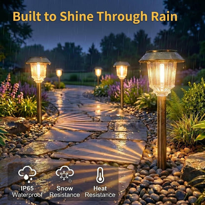 XMCOSY+ Solar Pathway Lights Waterproof - 6 Pack Solar Lights Outdoor, 10-40 LM Dimmable Outdoor Solar Light for Yard Pathway Garden Driveway Walkway (Bronze)