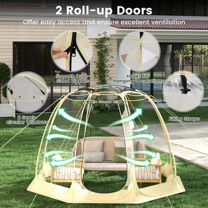 Happygrill Pop up Bubble Tent, 9.5 x 9.5 FT Outdoor Dome Screen Tent for for 4-6 People w/16 Stakes, 8 Wind Ropes, 8 Sandbags, Carrying Bag, Portable Weatherproof Screen House for Camping Sports Event