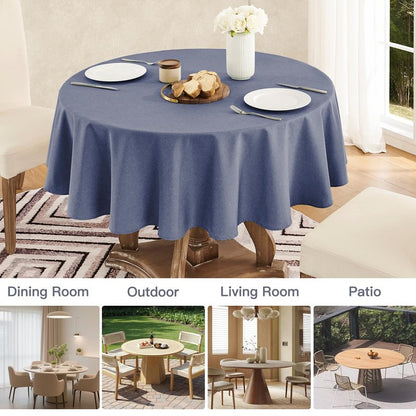 Veblandy Tablecloth Linen Textured Waterproof & Stain Resistant Table Cloth Wrinkle Free Decorative Fabric Farmhouse Table Cover for Dining/Party/Buffet/Wedding, 60 x 60 Inch, Demin Blue