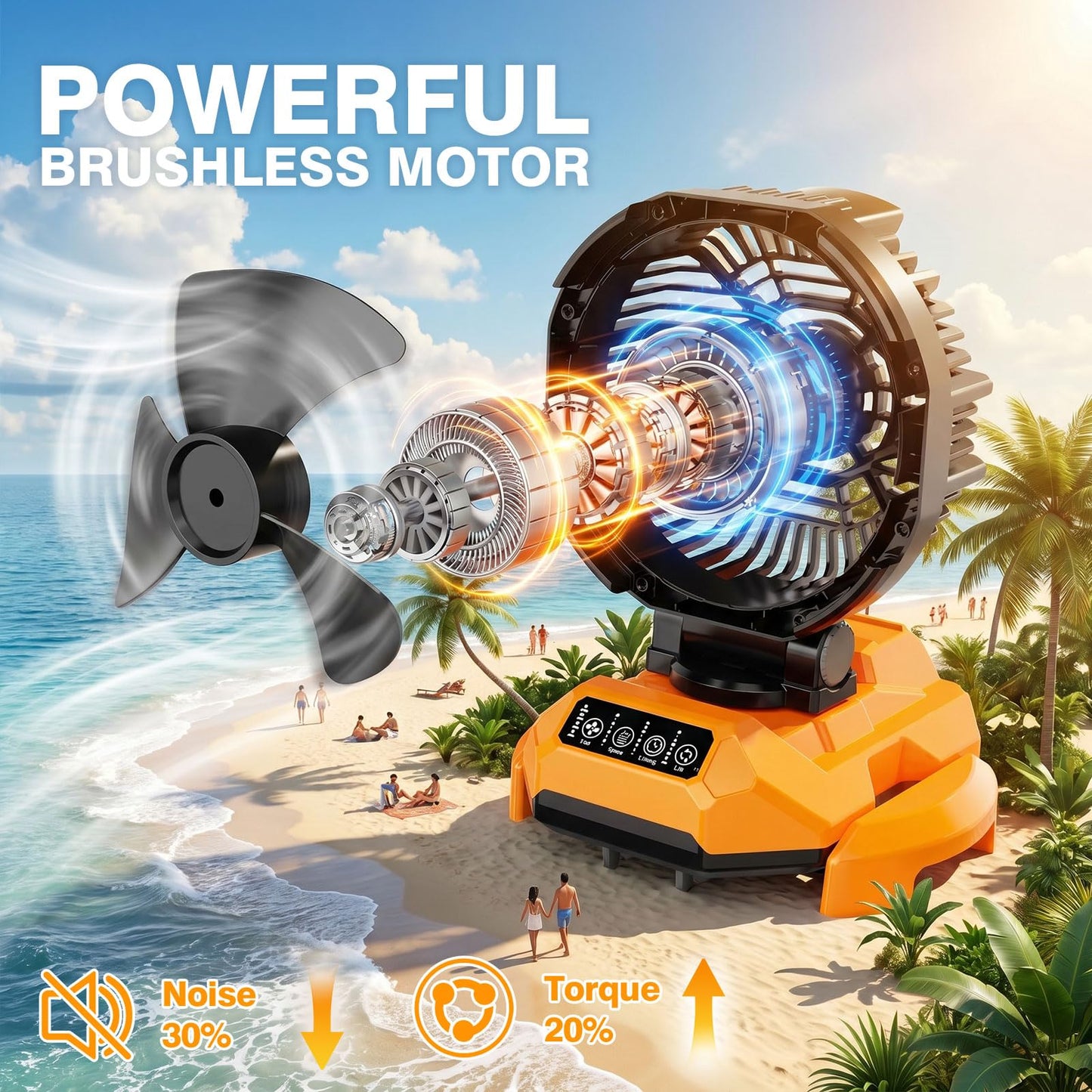 25L&30L Bucket Portable Misting Fan, 30000mAh Rechargeable Battery Powered Oscillating Cooling Fan, 4 Strong Winds, Brushless Motor Outdoor Fans for Fishing/Travel/Garden/Golf/Tent/Office