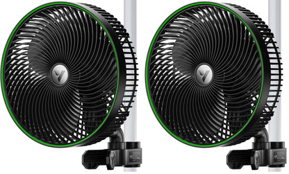 VIVOSUN AeroWave E9 Grow Tent Fan, 9" Auto Oscillating Clip Fan with EC Motor, US Patented Circulation Fan, IP54 Weatherproof, Strong Airflow & Quiet for Hydroponic Ventilation (Pack of 2)