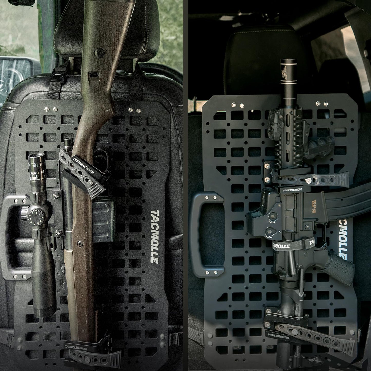 TACMOLLE 2-Pack Gun Rack with Portable Tactical Rigid MOLLE Panel
