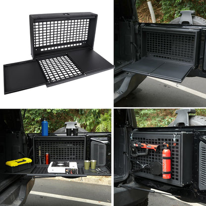 Tailgate Table Molle Panel Compatible with Ford Bronco/Badlands/Big Bend 4 Doors 2021-2025 Foldable Rear Storage Box with Password Lock Cargo Rack Shelf Camping Desk Bin(Not Fit Bronco Sport)