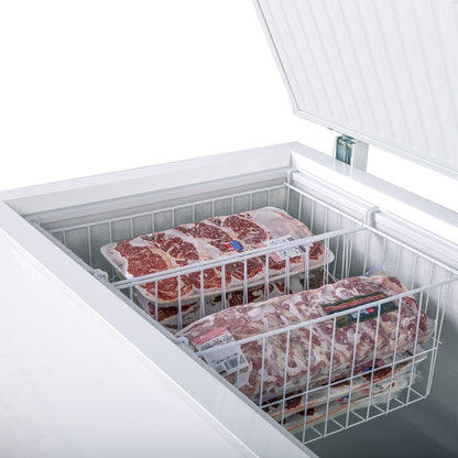 Maxx Cold 71.3” Wide Solid Hinged Top Commercial Sub Zero Chest Freezer Locking Lid NSF Garage Ready Keeps Food Frozen for 2 Days in Case of Power Outage, 19.4 Cubic Feet 549 Liter, White