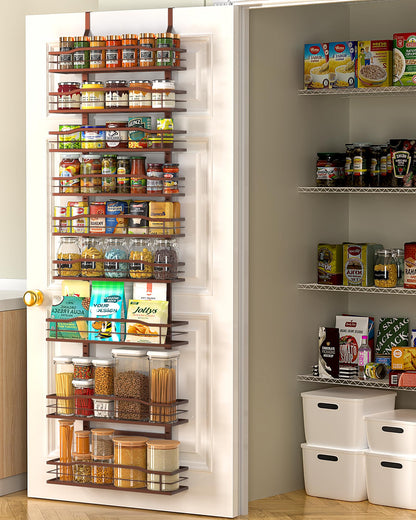 Moforoco 9-Tier Over The Door Pantry Organizer, Pantry Organization and Storage, Black Hanging Basket Wall Spice Rack Seasoning Shelves, Home & Kitchen Bedroom Bathroom House Essentials