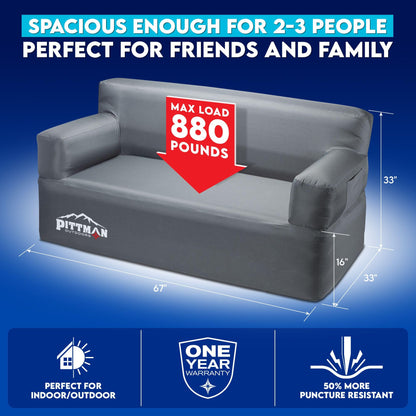 Pittman - Inflatable Furniture Set with Built in Pump for Outdoors & Indoors - Blow Up Couch Set has Heavy Duty Puncture Resistant Fabric for Inflatable Sectional Comfort & Durability if Camping