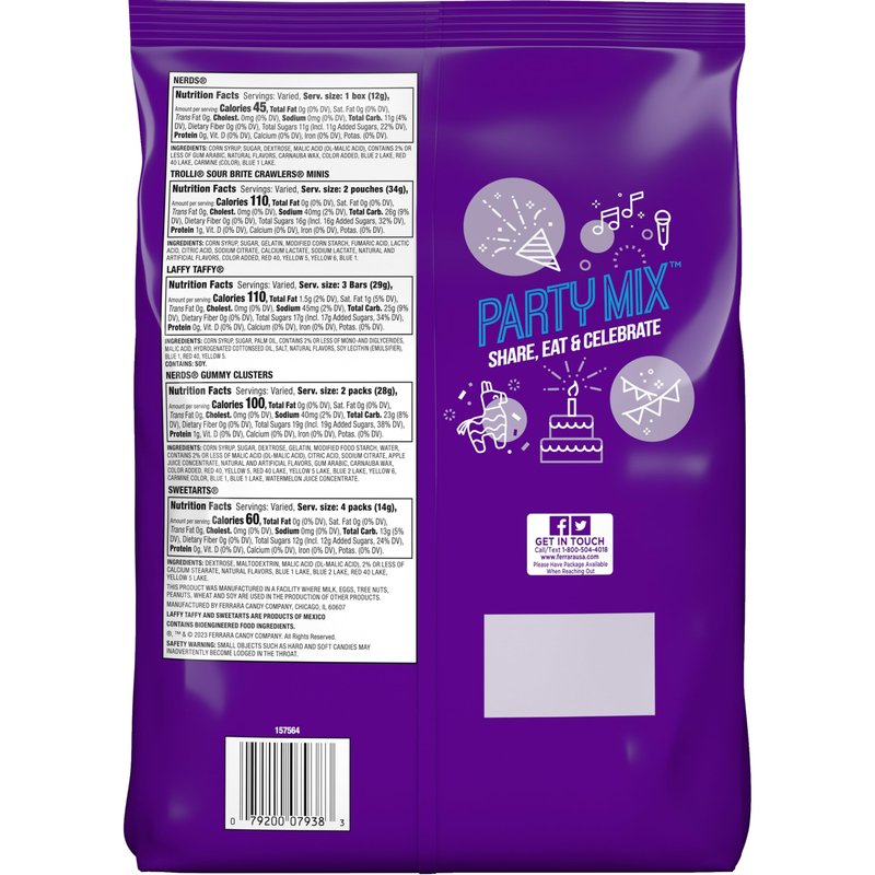 SweeTARTS Variety Party Mix, Individually Wrapped Assorted Candy, 28.6 Ounce (75 Count)