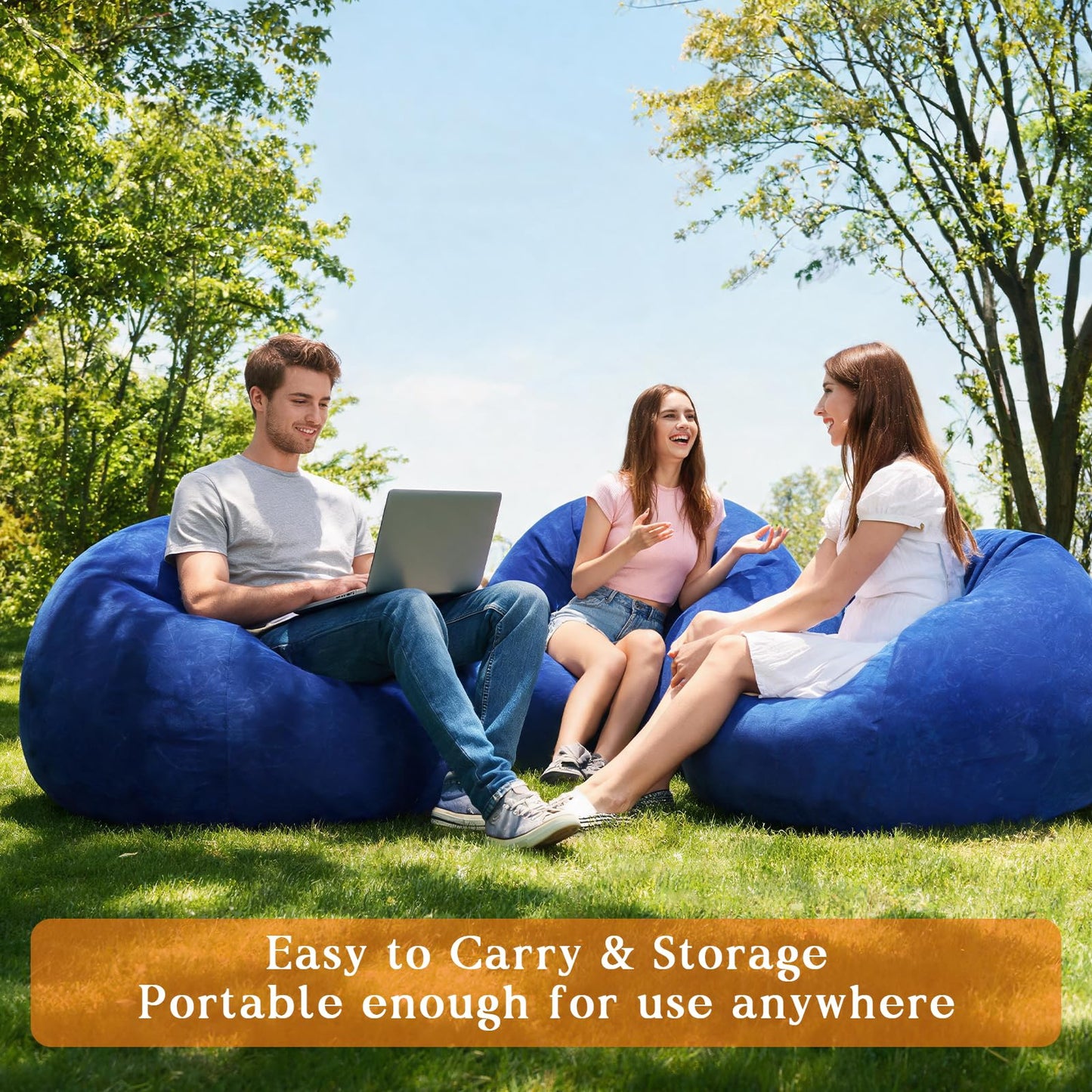 Sel Natural 6 Pcs Inflatable Bean Bag Chairs with Electric Air Pump Inflatable Chairs Blow up Couch Folding Portable Inflatable Lazy Sofa for Movie Night Living Room Outdoor Camping (6, Royal Blue)