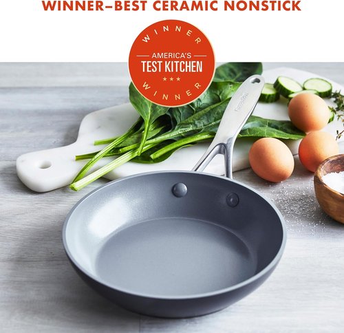 GreenPan Valencia Pro 8" Frying Pan Skillet - Healthy Ceramic Nonstick, PFAS-Free, Induction & Dishwasher Safe, Gray