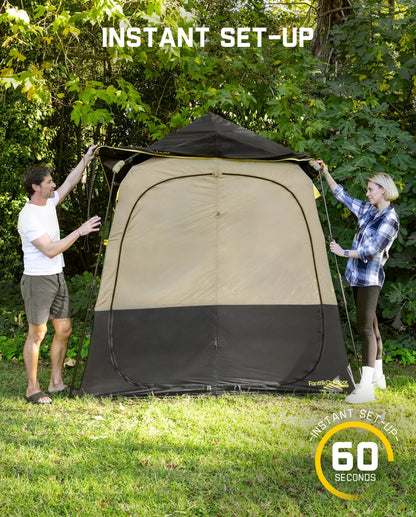 FanttikOutdoor Zeta A2 Pro Shower Tent 2 Rooms, Portable Privacy Shelter for Shower & Dressing, Instant Setup in 60 Seconds with Rainfly & Windproof, Ideal for Camping & Hiking, Fishing, Beach