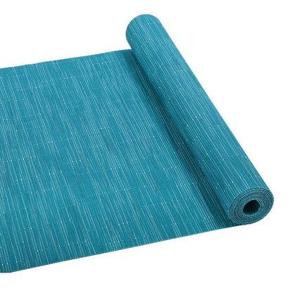 SHACOS Woven Vinyl Table Runner Indoor Outdoor 12x54 inch Kitchen Dining Table Runners Wipe Clean Washable PVC Table Runner, Teal Blue