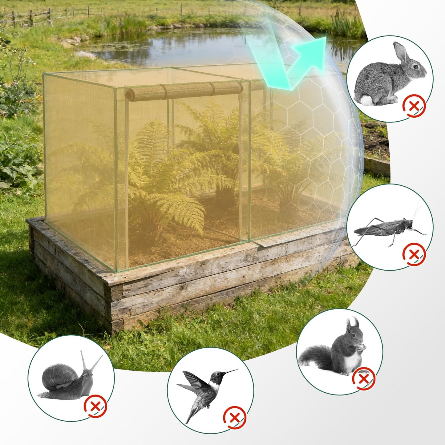 4 x 8 x 6 Ft. Crop Cage for Garden Plants – Plant Protection Tent with Zippered Door, Raised Bed Cover & Sturdy Frame – Wind-Resistant Garden Bed Cover for Outdoor Vegetables & Flowers