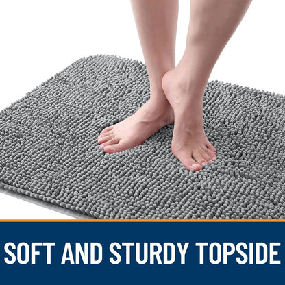 OLANLY Dog Door Mat - Absorbent Non-Slip Chenille for Muddy Paws | 48x30 Inches, Quick Dry, Grey