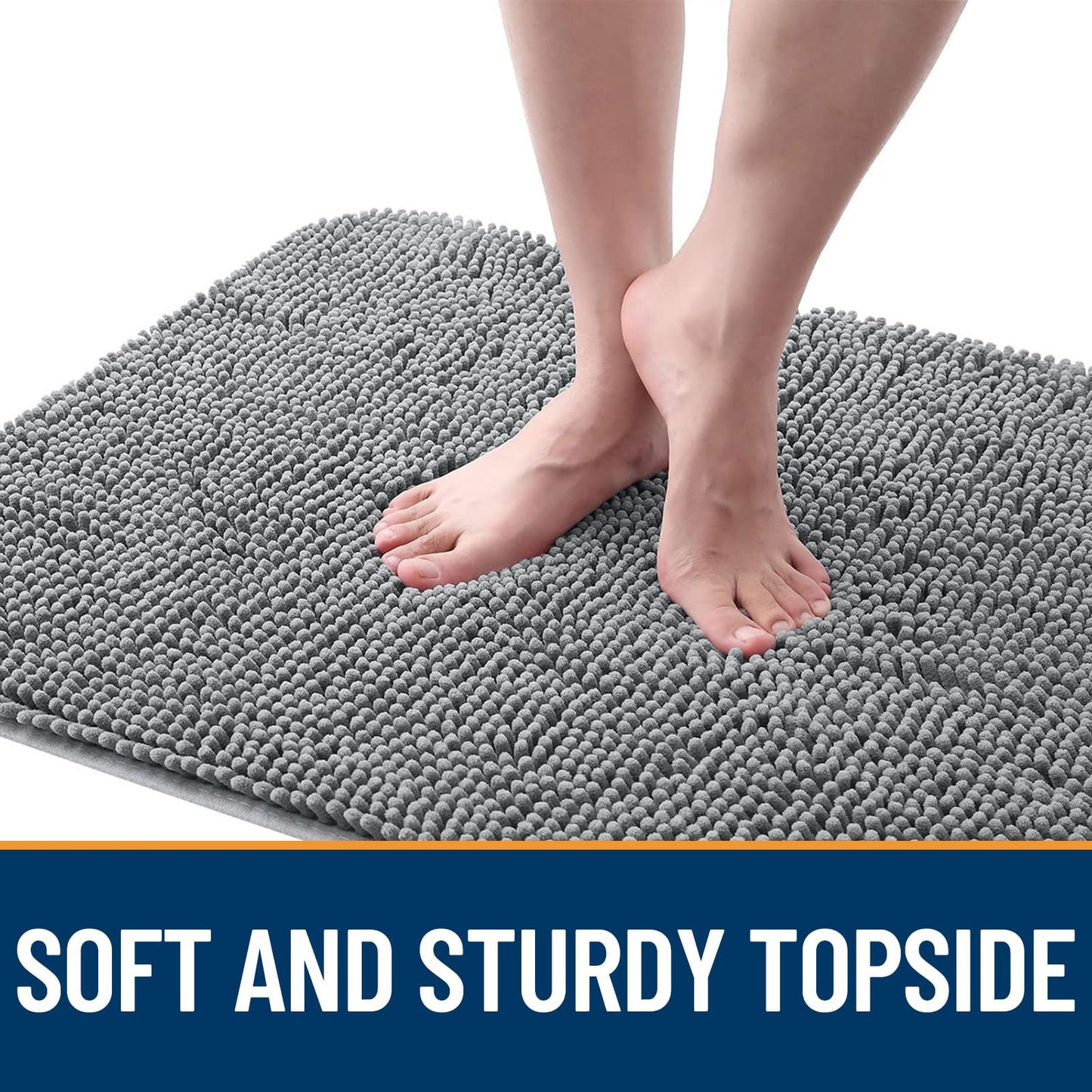 OLANLY Dog Door Mat Set 4-Piece 47x24, Absorbs Moisture and Dirt, Absorbent Non-Slip Washable Doormat, Quick Dry Chenille Mud Mat for Dogs, Entry Indoor Entryway Carpet for Inside Floor, Grey