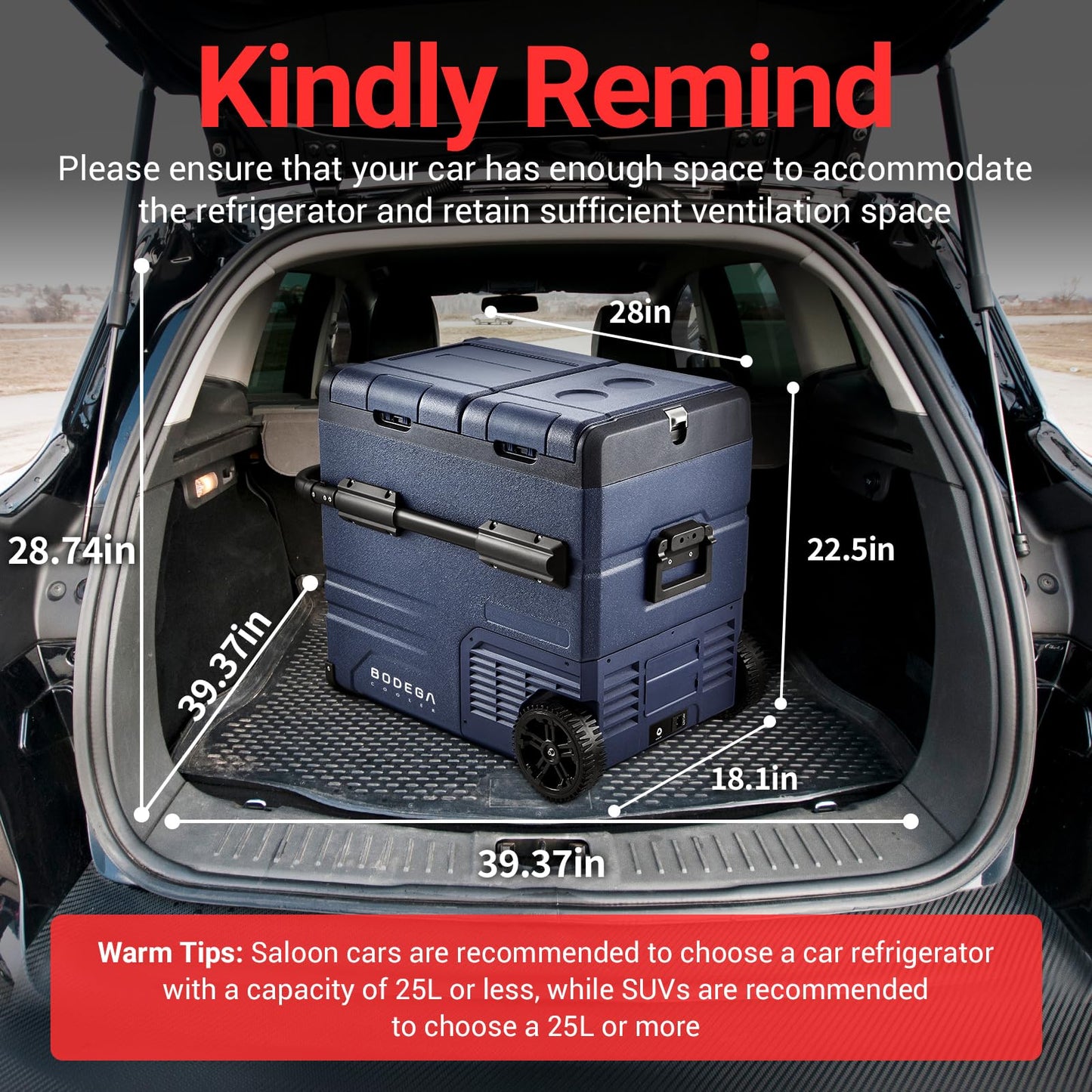 BODEGACOOLER 12 Volt Car Refrigerator,59 Quart (55L)12v Portable refrigerator,Car Fridge Freezer, -4℉-68 Car Cooler 12/24V DC and 100-240V AC for RV, Camping,Travel,Dual Zone With APP Control(2 Doors)