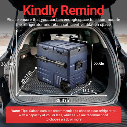 BODEGACOOLER 12 Volt Car Refrigerator,59 Quart (55L)12v Portable refrigerator,Car Fridge Freezer, -4℉-68 Car Cooler 12/24V DC and 100-240V AC for RV, Camping,Travel,Dual Zone With APP Control(2 Doors)