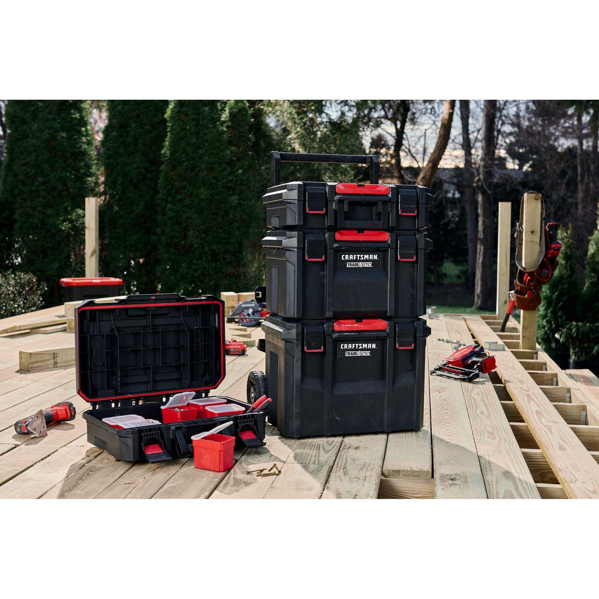 CRAFTSMAN TRADESTACK Tool Box, Waterproof Indoor/Outdoor, Stackable Tool Storage, Lockable, 21 Inch (CMST21430)