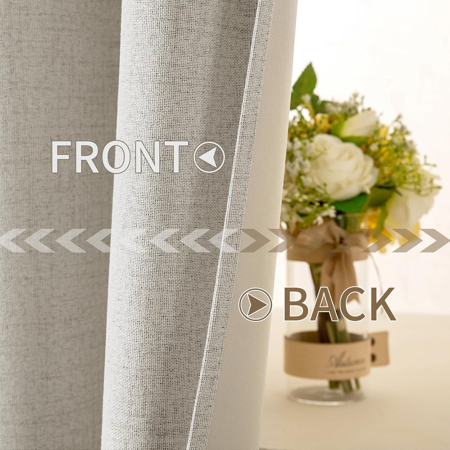 MIULEE 100% Blackout Linen Curtains - Thermal Insulated Cobblestone Grommet Drapes | 52 x 84 Inch (2 Panels)