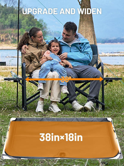 Timber Ridge Double Camping Chair - Heavy Duty Portable Loveseat for 2 | Supports 600 lbs - Blue