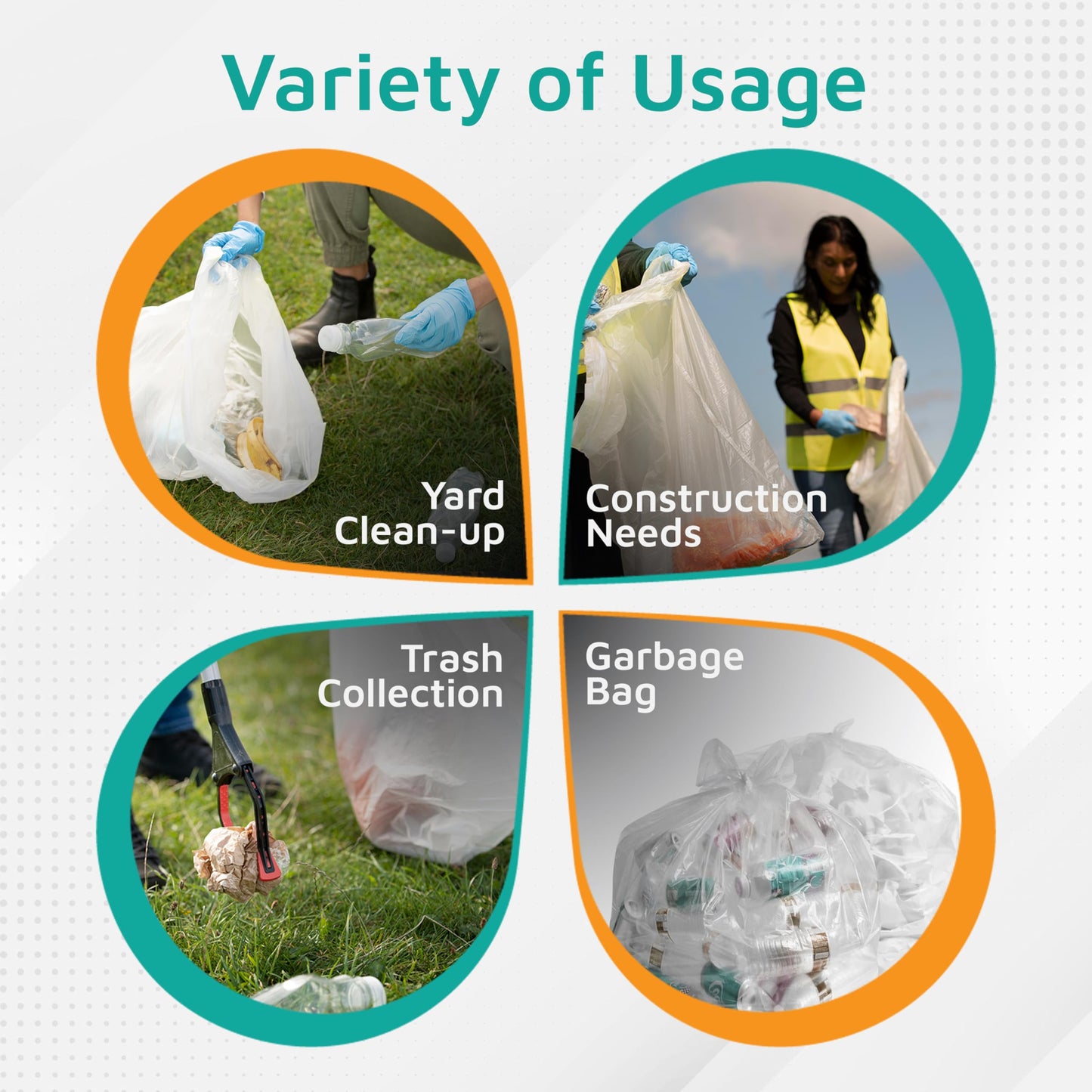 PlasticMill Contractor Bags Heavy Duty - Commercial, Industrial Garbage Bags - Clear Construction Trash Bags - Outdoor, Garden Trash Bags, 100-Gallon, 3 Mil, 67"x79" (10-Count)