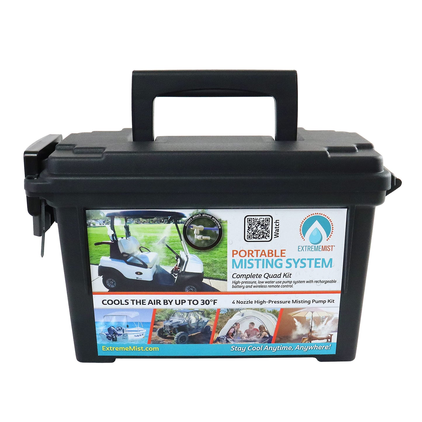 Professional Grade Portable Misting System - 4 Mist Nozzles | Pump | Easy to Setup | 16 ft. Mist Line for Outdoor Patios, Golf Carts, Greenhouses, Canopy and Decks - Cools The air up to 30°F (17°C)!