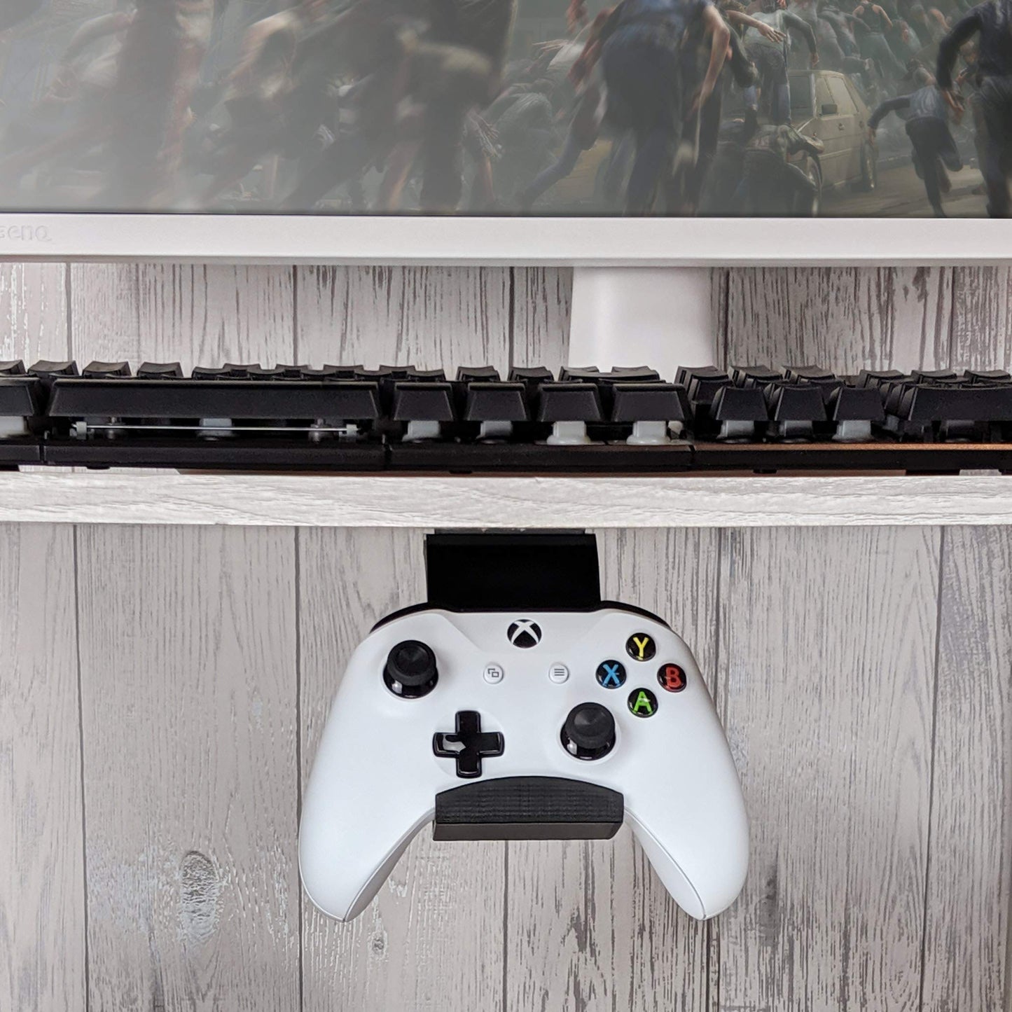 BRAINWAVZ Gamepad Under The Desk Mount Holder Hanger for XBOX One, Switch, PS4, PC, Steam, Steelseries & Most Game Controllers, No screws, VHB Tape (Black, Improved Adheasion Nov2019)