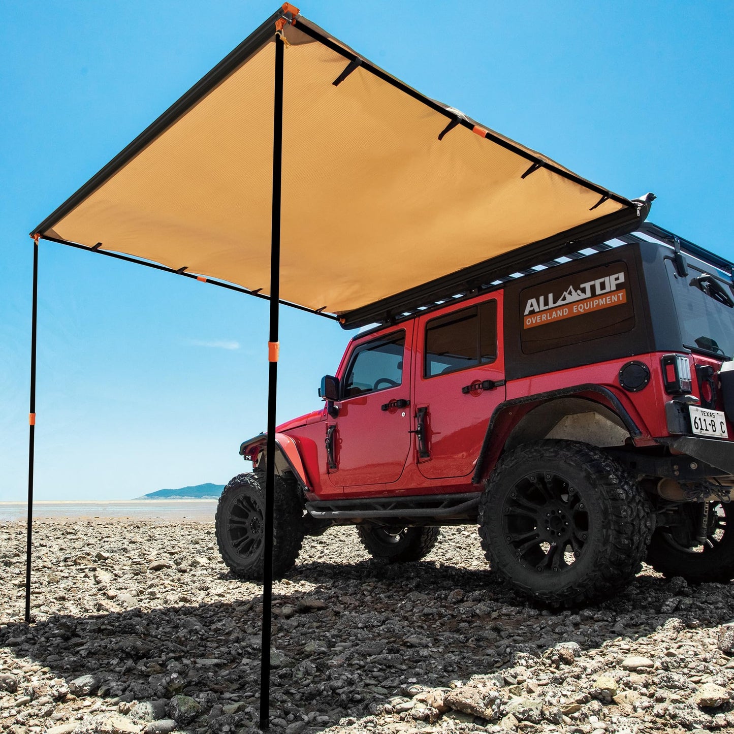 ALL-TOP Vehicle Awning 8.2'x10' Roof Rack Pull-Out Sun Shade UV50+, Weatherproof 4x4 Side Awning for Camping & Overland (Hardware Included)